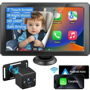 HD Touchscreen Baby Car Camera - Car Baby Monitor with  CarPlay, 1080p Ultra Night Vision, Invisible Infrared Lights, 150° Wide Angle, Easy Installation, Fits Most Cars
