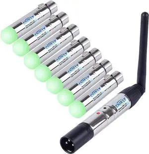 Wireless, CHINLY 8pcs 2.4G DMX 512 1 Male Transmitter & 7 Female Receivers Short version for Stage PAR Party Light