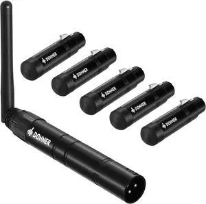 DMX512 Wireless Controller Dfi DJ 2.4G DMX Wireless 5 Receivers Short Version with Light Dome & 1 Transmitter Stage Lighting Control for LED Stage Disco Party Bar Lighting 6 PCS Black