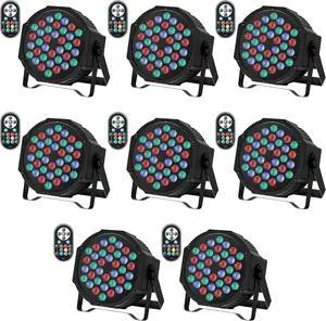 LED Par Lights 36 LED Stage Lights 7 Modes RGB DJ Lights with Sound Activated Remote and DMX Control DJ Uplightingfor Birthday Party Events Wedding Christmas Stage Lighting (8 Packs)