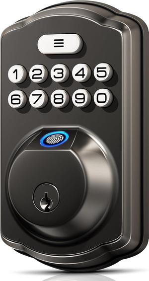 Fingerprint Door Lock, Keyless Entry Door Lock, Electronic Keypad Deadbolt, Biometric Smart Locks for Front Door, Auto Lock, Anti-Peeking Password, Easy Install, Matte Black