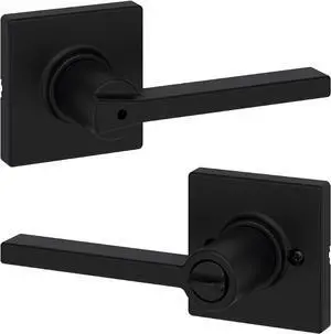 Casey Interior Privacy Door Handle with Lock, Door Lever for Bathroom and Bedroom, Matte Black Reversible Keyless Turn Lock, with Microban Protection (Pack of 6)