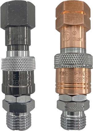 Oxy-Fuel Quick Connect Torch To Hose Coupler Set, Safe Fuel/Oxygen Disconnect, Leak-Proof Design, UL Listed (SET)