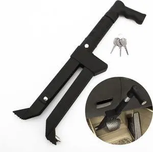 OPSOOPI Brake Pedal Lock, Anti Theft Car Device Brake Clutch Lock, Universal Car Lock Security Protection for Truck/Auto/SUV/Van, with Escape Hammer Window Breaker and 3 Keys - Black