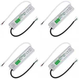 4 Packs LED Driver 60W 24V,Waterproof IP67 24V Power Supply,LED Transformer 90V-260V AC to 24V DC, LED Power Supply for LED Strip Lights, Constant Voltage LED Products
