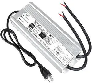 LED Driver 400 Watts Waterproof IP67 Power Supply Transformer, 90-140V AC to 24V DC Low Voltage Output, Adapter with 3-Prong Plug 3.3 Feet Cable for Outdoor Use, Computer Project
