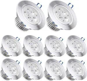 Pack of 10,Pocketman 110V 5W LED Ceiling Light Downlight,Cool White Spotlight Lamp Recessed Lighting Fixture,with LED Driver