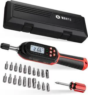 Digital Torque Screwdriver 2.66-53.1 in-lbs/0.3-6 Nm, Adjustable Screwdriver Torque Wrench Set with Buzzer/LED Indicator Notification for Bike Repairing, Tools, Maintenance and Mounting