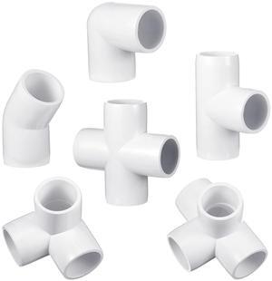 42 Pieces PVC Pipe Fittings Elbow Set Tent Connection Tee Heavy Duty PVC Elbow Fittings for Greenhouse Shed Pipe, Furniture Build and More (1 Inch)