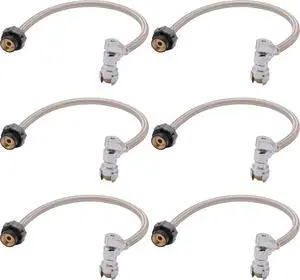 1/2 Inch Angle Stop x 1/2 Inch NPSM Click Seal Faucet Connector x 20 Inch, Pack of 6, Push to Connect Brass Plumbing Fitting, PEX Pipe, Copper, CPVC, PE-RT, HDPE, 24657ZC