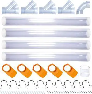 70306 4 Inch Dust Collection Fittings Network with Dust Hose Splice, Blast Gates, Pipes, 90-Degree Elbow Connector, Y-fittings, Mounting Brackets
