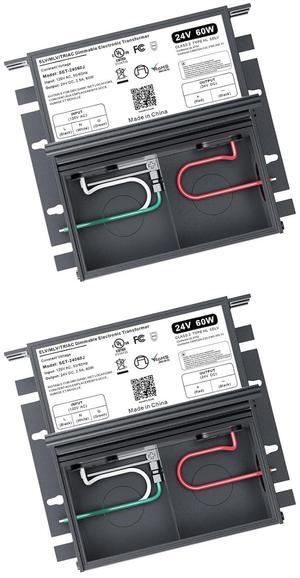 2 Pcs 60W 24V Dimmable LED Driver, Triac/ELV/MLV AC to DC Power Supply for LED Light, Halogen Bulb, LED Transformer Compatible with Lutron & Leviton Dimmer, for Indoor/Outdoor Use