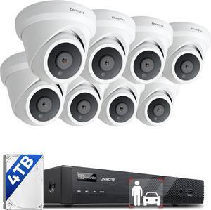 NVR PoE Security Camera System 4K, 16 Channel 12MP Commercial NVR 4TB, 8X 8MP Wired Outdoor IP Cameras, 134° FoV, AI Detection, 24/7 Video Audio Recording, CCTV Surveillance for Home Business