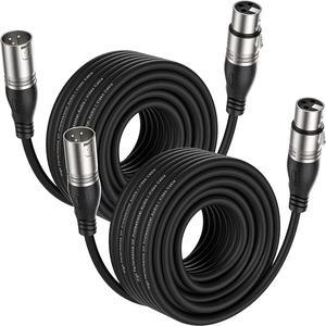 XLR Cable 75ft 2 Packs - Premium Balanced Microphone Cable with 3-Pin XLR Male to Female Mic Speaker Cable, Black