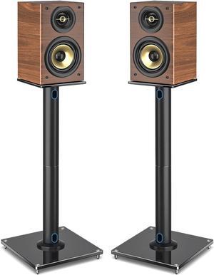 Upgraded 45° Swivel Speaker Stands Pair for Surround Sound, Heavy Duty 28 Inch Bookshelf Speaker Stand Each Holds 22lbs Large Speaker, Floor Speaker Stand Built-in Cable Management, 1 Pair