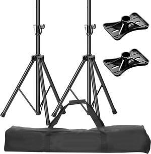 PA Speaker Stands Pair with Carrying Bag, Adjustable Height Professional Heavy Duty Dj Tripod with Mounting Bracket, Extend from 39 to 77 inches for Concerts, Music & Party- Supports 110 lbs