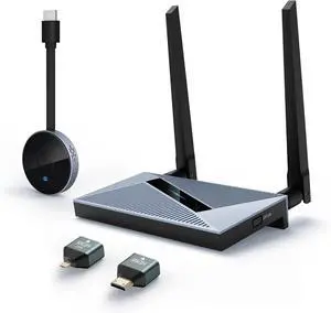 Wireless HDMI Transmitter and Receiver with Wireless HDMI Converter Dongle Adapter,Plug and Play Support 2.4/5GHz 4K Decoding Wireless HDMI Kit for Streaming Video and Audio to Monitor from Laptop/Pc