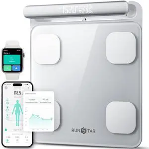 Smart Scale for Body Weight and Fat Percentage 8-Electrode, Bathroom Scale FSA or HSA Eligible Digital Handle Display with BMI, Body Fat & Muscle Mass 28 Body Composition and Body Score Report