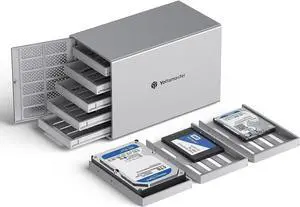 5 Bay External Hard Drive Enclosure, Aluminum USB3.0 3.5" HDD Enclosure for 3.5 & 2.5 Inch SATA HDD/SSD, Support 90TB(5x18TB) Direct Attached Storage DAS, Non-RAID [PS500U3]
