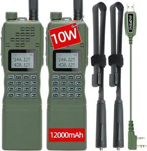 Radio AR-152 Ham Radio Handheld 10W Long Range Rechargeable Military Grade Two Way Radio with Tactical Antenna and Programming Cable walkie talkies Full Set(2 Pack)