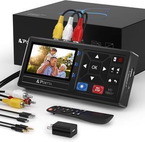 VHS to Digital Converter, Video to Digital Recorder with Remote, Compatible with VHS, VCR, DVR, DVD, Cassette, Hi8, Mini DV Players, Camcorder, Gaming Consoles (Player not Included)