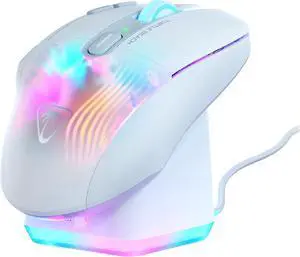 Turtle Beach Kone XP Air Wireless Customizable Ergonomic RGB Gaming Mouse, Bluetooth, 19K DPI Optical Sensor, 100-hour Battery & Charging Dock, 29 Programmable Inputs & RGB Lighting, 4D Wheel  White