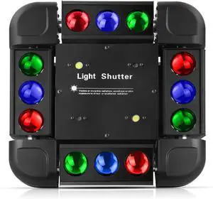 Moving Head Light, FODEXAZY DJ Lights 12LEDs 150W R/G/B/W Beam 4-in-1 Strobe Stage Light with 16CH/64CH DMX512 and Sound Activated for Wedding Disco Dj Party Christmas