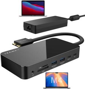 FusionDock 1 M4 MacBook Pro Docking Station with 150W Power Adapter, 12-in-2 Dual 4K@60Hz Monitor Dock for MacBook M1/M2/M3 Pro/Max Display Dock 2HDMI 2.0, 96W PD, 6 USB, Ethernet SD/TF Audio
