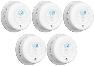 X-Sense Smoke Detector Carbon Monoxide Detector Combo, 10-Year Battery Smoke Detector with Display, 5-Pack