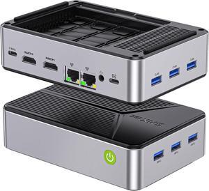 Mini PC NAS, G9  N150 Dual Boot Linux Desktop Computer 12GB DDR5 64GB EMMC M.2 SSD, 4*M.2 NVMe Slots, Dual NIC 2.5GbE, USB-C/USB 3.2 10Gbps, Network Attached Storage