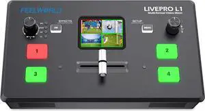 LIVEPRO L1 V1 Multi Camera Video Mixer Switcher 2 Inch LCD Display 4 x HDMI Inputs USB 3.0 Output Format Real Time Production Live Streaming Lightweight by DT