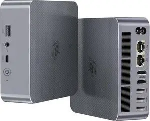 EQi12 Mini PC,  Core i5 12450H(8C/12T, Up to 4.4GHz), 24GB LPDDR5 5200MHz 1TB PCle4.0 SSD, Mini Computer Dual HDMI Display 4K, Dual Gigabit LAN, WiFi6/BT5.2/Office Micro PC