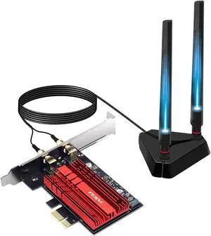 WiFi 6E AX210 (AXE5400) PCIe WiFi Card for Gaming PC Tri-Band PCIe Wireless Adapter for Desktop with High Speed Extended Pro Base Dual Antennas Bluetooth 5.3(USB Port),MU-MIMO, OFDMA for Win 11/10