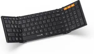 Foldable Bluetooth Keyboard, ProtoArc XK01 Folding Wireless Full-Size Travel Portable Keyboard with Numeric Keypad for Windows iOS Android Tablet PC Smartphone, Sync Up to 3 Devices, Black