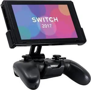 S1 Gaming Console Monitor and Controller Mount Compatible with Nintendo Switch and Pro Controller, Adjustable Video Game Holder Stand Clip, Gray