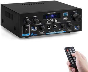 AK-55 Bluetooth 5.0 HiFi Stereo Digital Audio Amplifier Receiver for Home Speakers (4-16) System 600W Dual Channel Power Sound Amp Receiver w/AUX, FM, MIC, USB Echo, Reverb Delay-US Plug