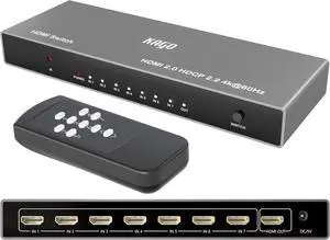 HDMI Switch 7 in 1 Out 4K@60Hz,7 Ports HDMI Splitter with Remote,HDMI Selector Switcher Box Hub HDR HDCP 3D, Aluminum Premium Quality, Compatible with PS5/4 Xbox Roku Fire Stick  TV