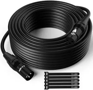 Microphone Cable 200 Feet, 3 Pin Shielded Balanced Male to Female Mic Cord, Zinc Alloy Shells, OFC, Heavy-Duty Patch Cable for Amplifier, Speaker, Mixer with 5 Cable Ties