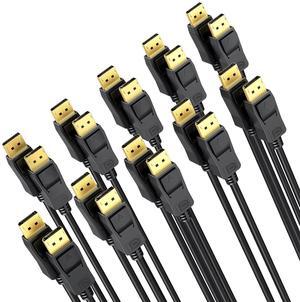 DisplayPort to DisplayPort Cable 6 Feet 10-Pack, 4K Display Port (Gold Plated DP to DP Cable 6FT) 1440p@144Hz/165Hz, 4K@60Hz for Monitor, Computer, Laptop, PC