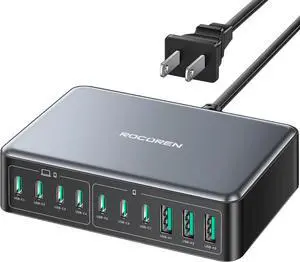480W USB C Charger Block,  10-Ports Charging Station for Multiple Devices,PD 100W Type c Gan Fast Multi USBC Hub Laptop MacBook HP iPad iPhone by DT