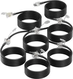 50FT Black Outdoor Extension Cord with Mutil Outlets Evenly Spaced 3 Outlets 16/3 SJTW Weatherproof Power Cable for Indoor Outdoor Christmas Halloween with Indicator Lights ETL Listed