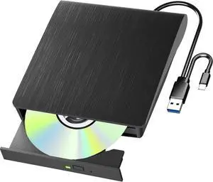 External Blu Ray Drive, Support 50G Disc Read/Write Bluray Drives, Portable 3D Blu Ray Burner with USB 3.0 and Type-C, Cd Player Suitable for Windows XP/7/8/10/11 MacOS for Laptop, Desktop, Mac