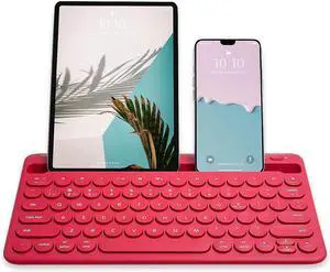 Bluetooth Tablet Keyboard - Multi Device Wireless Keyboard for Phone, iPad Mini/Pro, Android - Rechargeable with Built in Stand and Quiet Keys