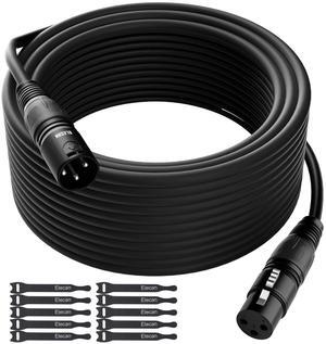 XLR Cable Microphone Cable 200 Feet,Elecan Heavy Duty Balanced XLR Speaker Cable (From 25-200FT)3-Pin Shielded Male to Female Mic Cord,DMX Stage Lighting Patch Cable for Speaker Systems Mixer+10 Ties