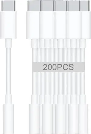 USB-C to 3.5mm Audio Headphone Adapter - HiFi 200 Pack Compatible with  iPhone 16 15  Galaxy S25 S24 S23 S22 S21 Plus Pro Max Ultra Pixel iPad - Type C to Aux Cord Jack Dongle Adapter