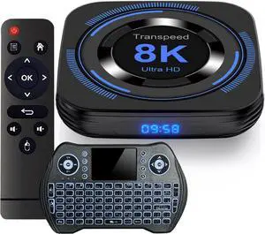 Android TV Box 12.0 4GB 64GB - 8K HDR10 BT5.0 USB 3D Ethernet with Mini Backlit Keyboard