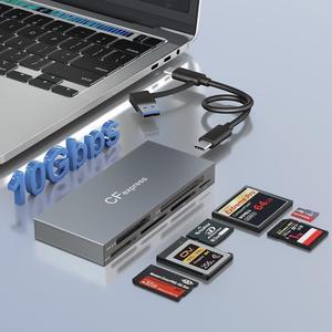 Type B Card Reader, 6-in-1 USB 3.2 10Gbps CFexpress Card Reader Adapter for CFexpress Type B/SD/TF/MS/XD/CF Memory Card, CF Express Card Reader Read 6 Cards Simultaneously