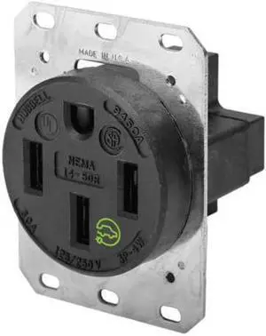 HBL9450A Straight Blade Device Receptacle, RTP, Industrial Grade, 3-Pole 4-Wire Grounding, 50A 125/250V, 14-50R