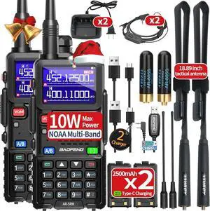 Ham Radio  Radio AR-5RM 10W Long Range Handheld Rechargeable Tactical NOAA Weather Two Way Radio Walkie Talkie for Adults with Programming Cable,USB-C Charging for Survival Gear Hunting,2 Pack