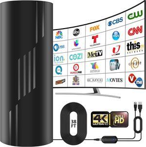 2200+ Miles Range TV Antenna, 2025 Upgraded Digital TV Antenna Indoor/Outdoor with Amplifier Signal Booster, HDTV Antennas for Local Channels for Smart and Old TVs-38ft Coax Cable-Support 8K 4K 1080p